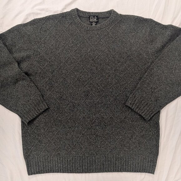 Jos. A. Bank Gray Marled Wool Crewneck Sweater XXL Lambswool Nylon Pullover - Picture 1 of 10